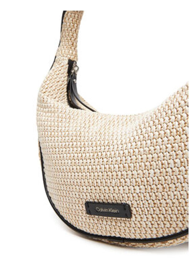 Calvin Klein Torebka Pinched Raffia Medium Shoulder B LV04F3079G Beżowy. Kolor: beżowy
