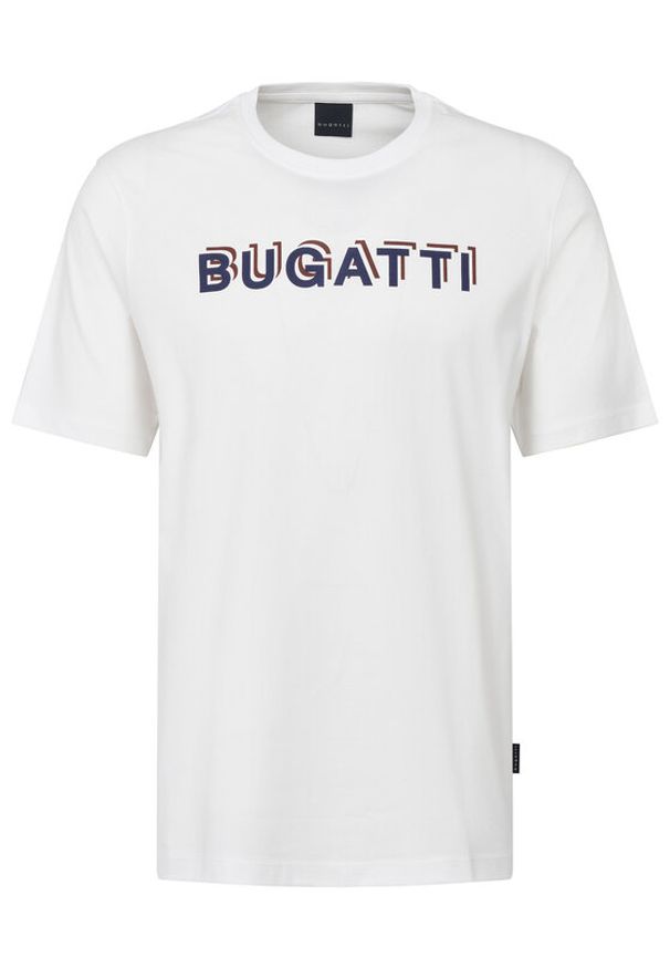 Bugatti T-Shirt 8350-75045C Biały Regular Fit. Kolor: biały. Materiał: bawełna