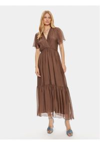Haveone Sukienka letnia AFF-L013 Brązowy Regular Fit. Kolor: brązowy. Materiał: wiskoza. Sezon: lato