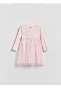 Reserved - Sukienka z tiulowym dołem - pastelowy róż. Kolor: różowy. Materiał: tiul #1