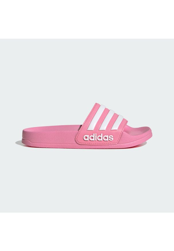 Adidas - Klapki Adilette Shower. Kolor: różowy, biały, wielokolorowy. Styl: sportowy