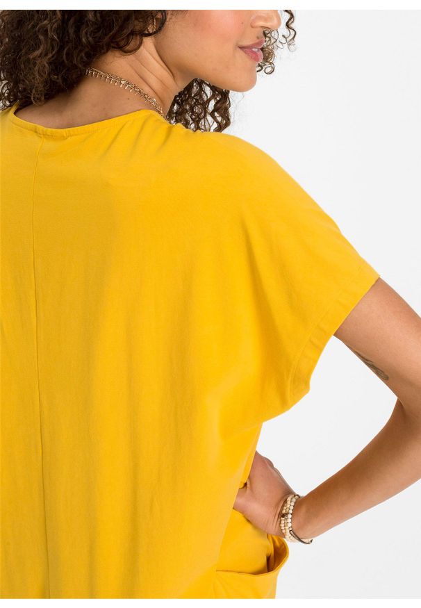 bonprix - Sukienka z dżerseju z kieszeniami. Kolor: żółty. Materiał: jersey