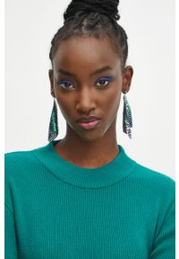 medicine - Medicine sweter damski kolor zielony lekki. Kolor: zielony. Materiał: dzianina, prążkowany. Długość rękawa: długi rękaw. Długość: długie #3