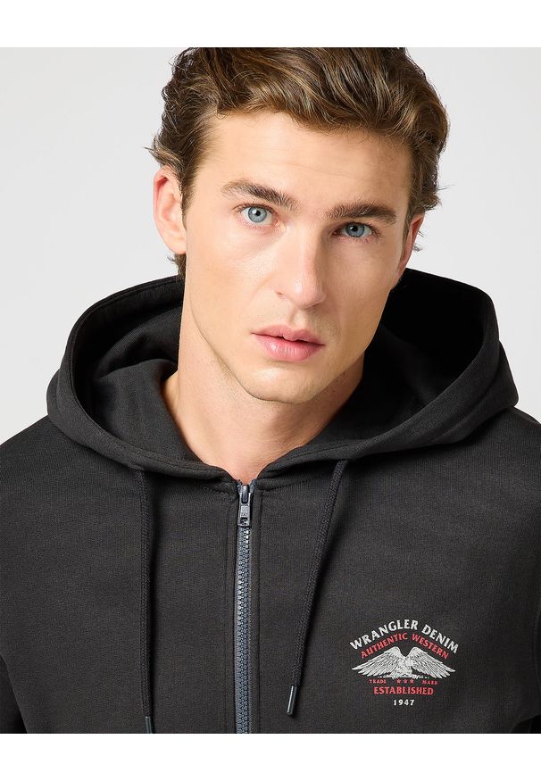 Wrangler - WRANGLER MĘSKA BLUZA WRANGLER GRAPHIC ZIP HOODIE FADED BLACK 112362888
