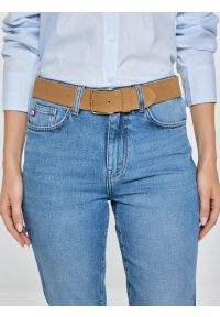 Big-Star - Pasek damski skórzany zamszowy beżowy Odina 801. Kolor: beżowy. Materiał: zamsz, skóra #2