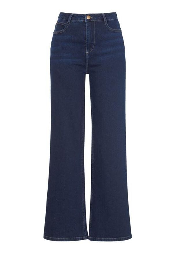 Cellbes Dżinsy z bio bawełny ze szeroką nogawka spodni ciemnoniebieski denim female niebieski 46. Stan: podwyższony. Kolor: niebieski
