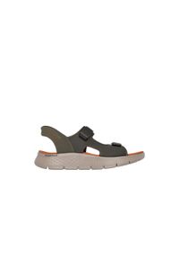 skechers - Sandały SKECHERS SLIP-INS GO WALK FLEX Zielony. Kolor: zielony. Materiał: tkanina
