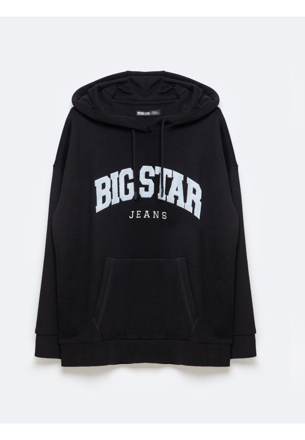 Big-Star - Bluza damska z kapturem z logo BIG STAR czarna Rubialsa 906. Typ kołnierza: kaptur. Kolor: czarny. Materiał: dzianina. Wzór: aplikacja