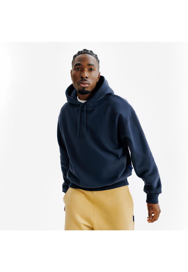 Decathlon - Bluza z kapturem męska Elementals. Typ kołnierza: kaptur. Kolor: niebieski. Materiał: poliester, elastan, tkanina, prążkowany, bawełna, materiał