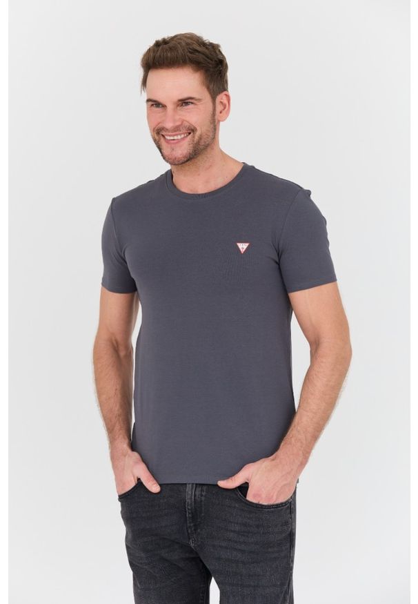 Guess - GUESS Grafitowy męski t-shirt Core Tee Str, Rozmiar M. Kolor: szary