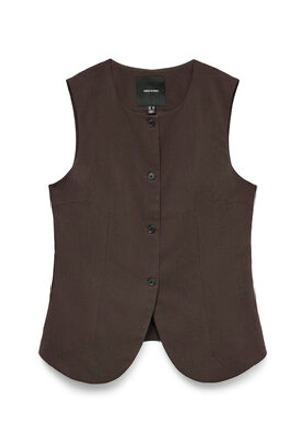 Vero Moda Kamizelka Sigga 10336320 Brązowy Regular Fit. Kolor: brązowy. Materiał: syntetyk, wiskoza