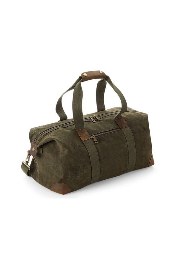 QUADRA - Heritage Leather Accents Holdall. Kolor: zielony