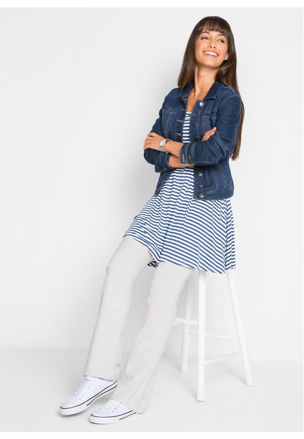 bonprix - Tunika T-shirtowa z mieszanki wiskozy. Kolor: niebieski. Materiał: wiskoza. Długość rękawa: krótki rękaw. Długość: krótkie