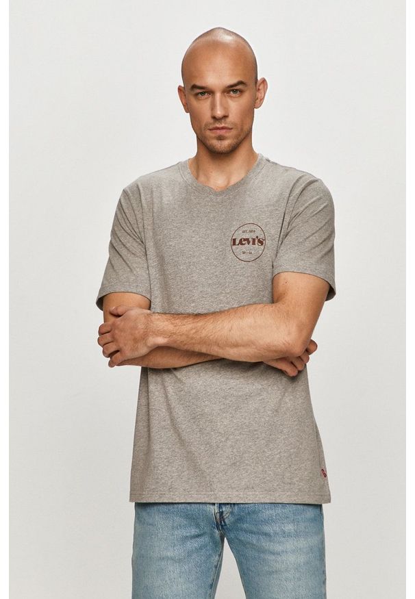 Levi's® - Levi's - T-shirt. Okazja: na spotkanie biznesowe. Kolor: szary. Wzór: nadruk. Styl: biznesowy
