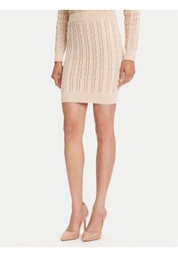 Guess Spódnica mini W5YD68 Z3OU0 Beżowy Regular Fit. Kolor: beżowy. Materiał: bawełna