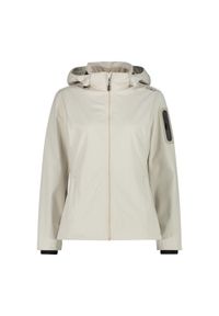 Damska kurtka turystyczna z kapturem CMP. Typ kołnierza: kaptur. Kolor: beżowy. Materiał: softshell. Sport: turystyka piesza #1
