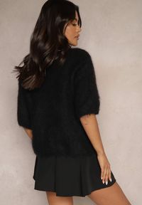 Renee - Czarny Nietoperzowy Sweter z Moheru z Rękawami Długości 3/4 Eleaniri. Okazja: na co dzień. Kolor: czarny. Materiał: moher. Sezon: zima, jesień. Styl: elegancki, casual #5