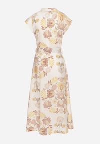 Born2be - Żółta Sukienka z Wiskozą o Koszulowym Kroju z Paskiem z Klamrą Nitasiela. Okazja: na co dzień. Typ kołnierza: dekolt w kształcie V. Kolor: żółty. Materiał: wiskoza. Długość rękawa: krótki rękaw. Typ sukienki: koszulowe. Styl: klasyczny, casual #3