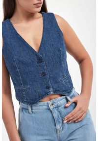 Liu Jo - Kamizelka damska jeansowa z cyrkoniami LIU JO. Materiał: jeans #2