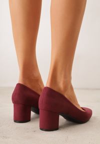 Renee - Bordowe Casualowe Czółenka na Słupku Bastien. Okazja: na co dzień. Kolor: czerwony. Wzór: jednolity, gładki. Obcas: na słupku. Styl: casual #3