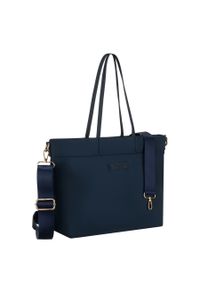 Shopperka damska w granatowym kolorze zamykana klipsem magnetycznym Peterson PTN JN-10. Kolor: niebieski. Rodzaj torebki: do ręki #1