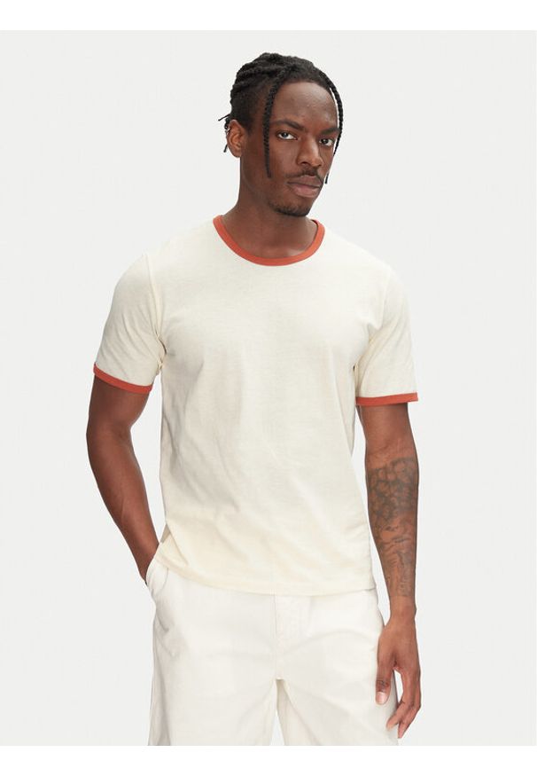 Jack & Jones - Jack&Jones T-Shirt Ringer 12277262 Écru Regular Fit. Materiał: bawełna