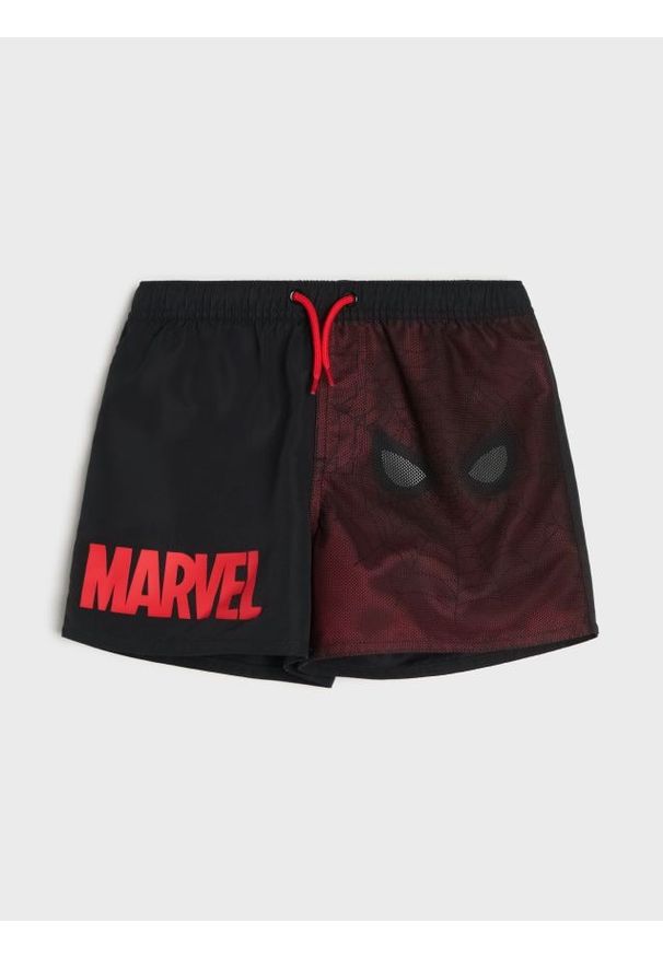 Sinsay - Szorty kąpielowe z odblaskowymi elementami - czarny. Kolor: czarny