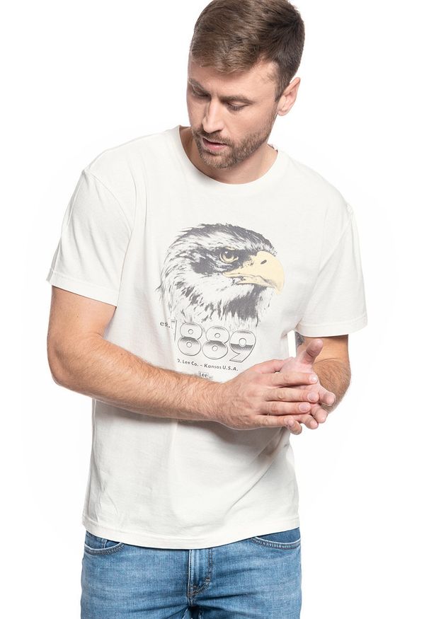 Lee - MĘSKI T-SHIRT LEE BIKER TEE WHITE CANVAS L60CFERR 112113286
