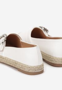 Renee - Białe Espadryle Auxamene. Nosek buta: okrągły. Kolor: biały. Wzór: aplikacja, kwiaty. Obcas: na płaskiej podeszwie #3