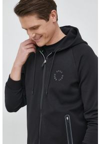 Boss Green - BOSS bluza BOSS GREEN męska kolor czarny z kapturem z nadrukiem. Typ kołnierza: kaptur. Kolor: czarny. Materiał: poliester. Długość rękawa: raglanowy rękaw. Wzór: nadruk #6