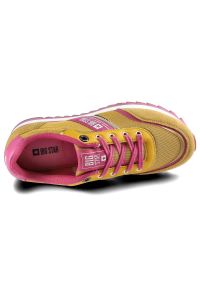 Big-Star - Żółte Sneakersy Big Star Damskie Modne Półbuty. Okazja: na co dzień. Kolor: żółty. Materiał: materiał, skóra