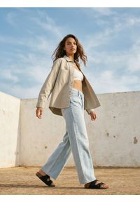 Sinsay - Jeansowa koszula z kieszeniami - zielony. Kolor: zielony. Materiał: jeans #1