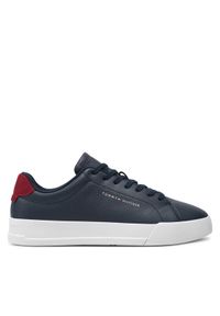 TOMMY HILFIGER - Tommy Hilfiger Sneakersy Th Court Leather Grain Ess FM0FM05297 Granatowy. Kolor: niebieski. Materiał: materiał