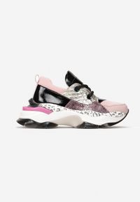 Renee - Różowe Sneakersy Leuceris. Nosek buta: okrągły. Kolor: różowy. Materiał: materiał, lakier #4
