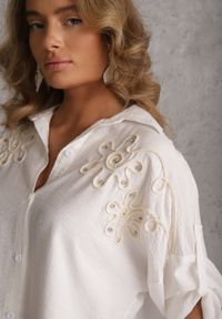 Renee - Biała Wiskozowa Koszula Nietoperz z Regulowanymi Rękawami i Haftem Drenesh. Kolor: biały. Materiał: wiskoza. Wzór: haft. Styl: boho #5