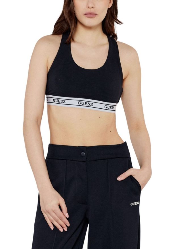 Guess - GUESS Czarny damski top sportowy Aline, Rozmiar S. Kolor: czarny. Styl: sportowy