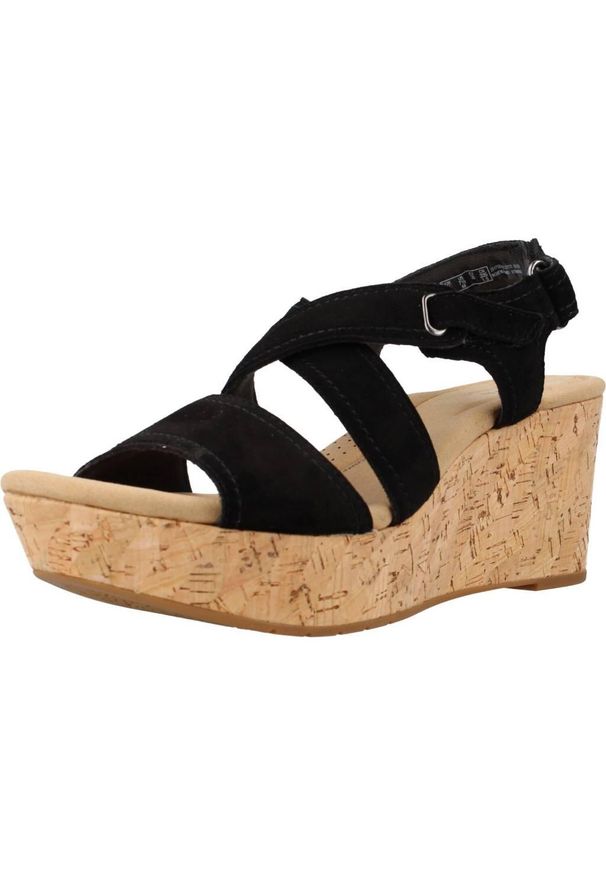 Clarks - Sandały CLARKS ROSE WAY Czarny. Kolor: czarny. Materiał: tkanina, skóra. Sezon: lato