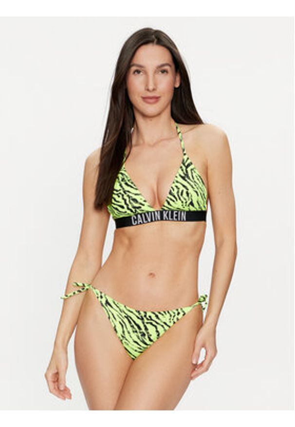 Calvin Klein Swimwear Dół od bikini KW0KW02336 Zielony. Kolor: zielony. Materiał: syntetyk