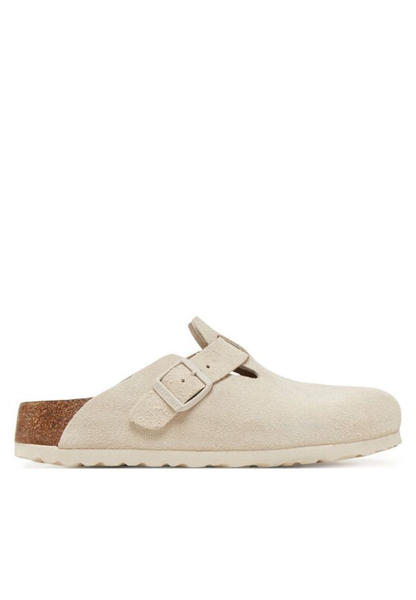 Birkenstock Klapki Boston zamsz 1027693 Biały. Kolor: biały. Materiał: skóra, zamsz