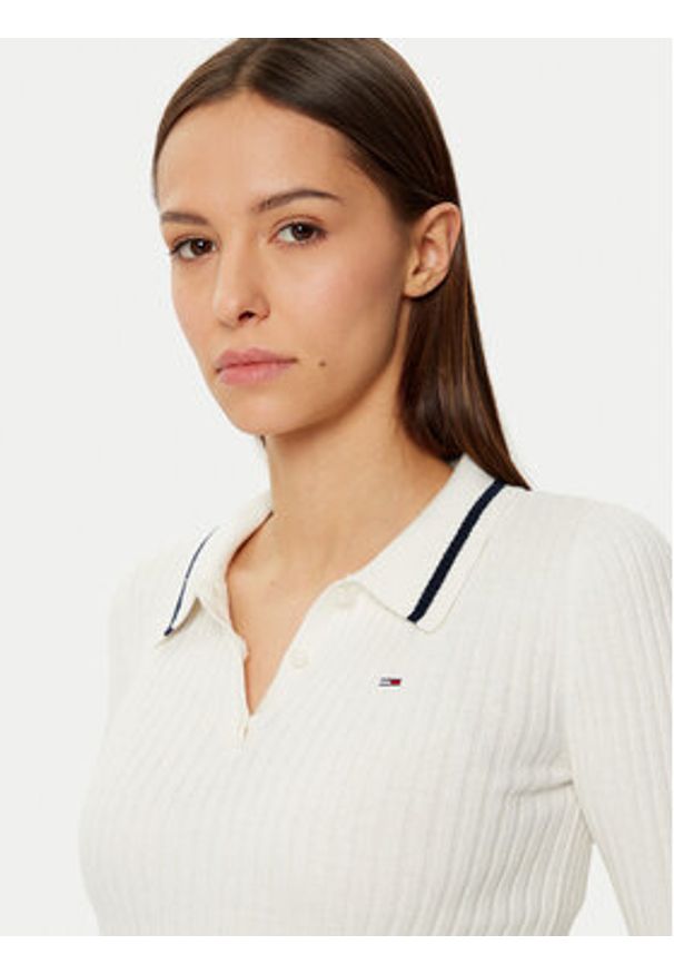 Tommy Jeans Sweter DW0DW19887 Écru Slim Fit. Materiał: bawełna