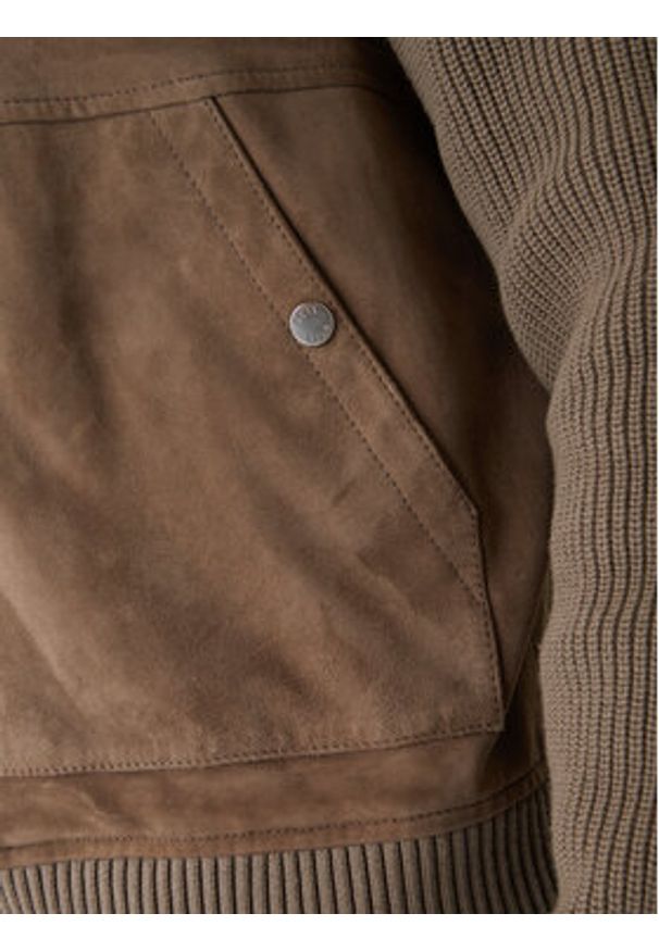 BOSS Kurtka skórzana H-Maparo 50547673 Beżowy Regular Fit. Kolor: beżowy. Materiał: skóra