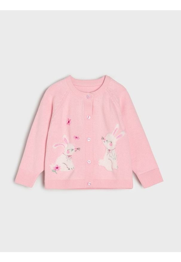 Sinsay - Bawełniany kardigan - różowy. Kolor: różowy. Materiał: bawełna