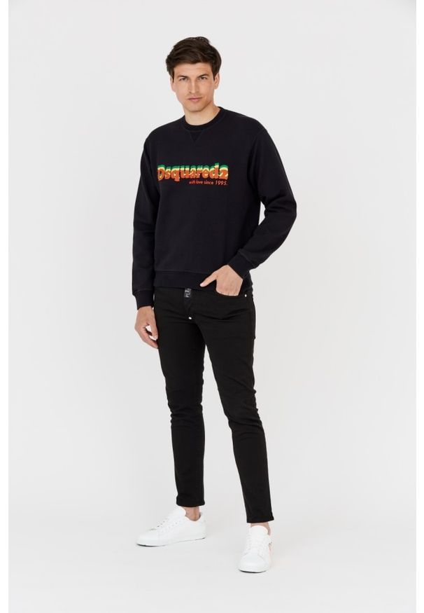 DSQUARED2 Czarna męska bluza cool fit, Rozmiar L. Kolor: czarny