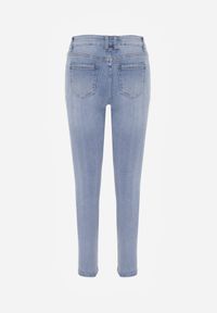 Born2be - Niebieskie Bawełniane Jeansy o Kroju Slim z Przetarciami Elledima. Okazja: na co dzień. Kolor: niebieski. Styl: casual, elegancki, klasyczny #3