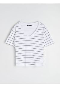 Sinsay - Bawełniana koszulka z gęstego splotu Interlock - wielobarwny. Materiał: bawełna. Wzór: ze splotem