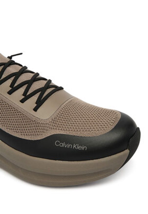 Calvin Klein Sneakersy Chunky Runner Lace Up Sock Knit YM0YM01457 Brązowy. Kolor: brązowy. Materiał: materiał