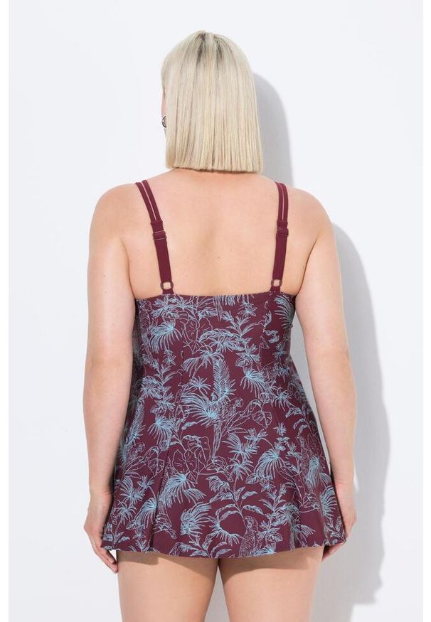 ULLA POPKEN - Damski Strój kąpielowy dżungla miękkie miseczki fiszbiny z recyklingu. Kolekcja: plus size. Kolor: niebieski. Materiał: elastan, poliamid, materiał