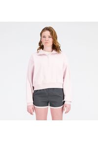 Bluza damska New Balance WT31501SOI – różowa. Okazja: na co dzień. Kolor: różowy. Materiał: dresówka, bawełna, materiał, prążkowany. Styl: klasyczny, casual