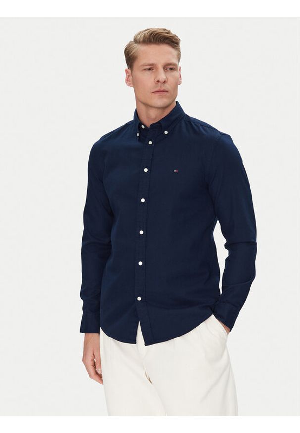 TOMMY HILFIGER - Tommy Hilfiger Koszula MW0MW38556 Granatowy Slim Fit. Kolor: niebieski. Materiał: bawełna