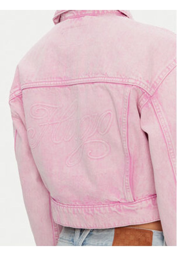 Hugo - HUGO Kurtka jeansowa Galatea 50534763 Różowy Regular Fit. Kolor: różowy. Materiał: bawełna